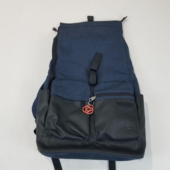 Duchamp London Backpack Navy Blue Black Two Tone Daypack Rucksack Zip Pockets - Picture 2 of 9